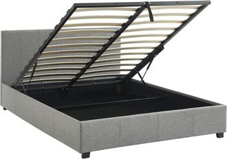 Sweeek Cama con somier abatible y cabecero, 140cm, gris claro