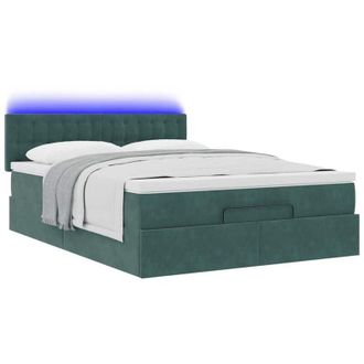 vidaXL Estructura De Cama Otomana Con Colch&oacute;n Verde Oscuro 140x200 Cm Vidaxl