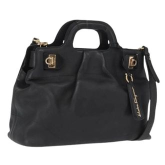 Ferragamo Pre-owned Handbags, female, Black, Size: ONE SIZE Pre-owned Leather Handbag