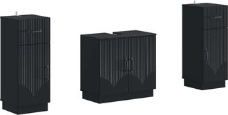 vidaXL Juego De Gabinete De Ba&ntilde;o De 2 Piezas Hoorn Negro Vidaxl