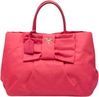 Prada Pre-owned Tote Bags, female, Pink, Size: ONE SIZE Pre-owned Nylon Tote