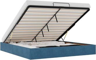 vidaXL Estructura De Cama Otomana Sin Colch&oacute;n Azul Oscuro 160x200 Cm Vidaxl