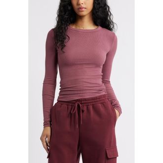 BP. Ribbed Long Sleeve T-Shirt in Burgundy Shade at Nordstrom, Size Small