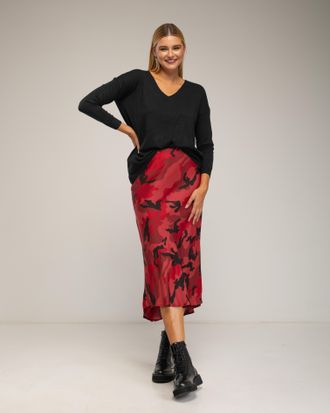 Tantra Midi geprinte rok met zijde