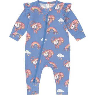 Huxbaby Whimsical Unicorn Zip Romper in Rose at Nordstrom, Size 6-12M Au