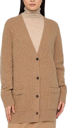Lafayette 148 New York Basket Stitch Button Front 100% Cashmere Cardigan