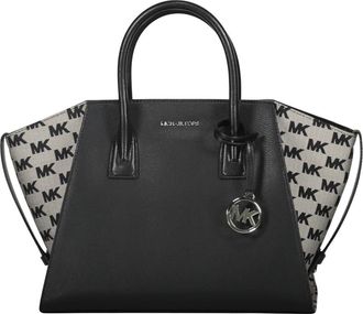 Michael Kors Stijlvolle Leren en Stoffen Handtas - Dames - Handtassen - Zwart - ONE Size - Leer - Tassen