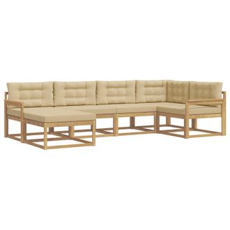 vidaXL Conjunto De Sof&aacute;s De Exterior Con Coj&iacute;n 5 Pcs Y Beige Poli&eacute;ster Vidaxl