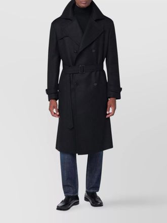 Tagliatore belted coat with epaulettes and storm flap