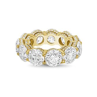 Diana M. Jewels 14kt yellow gold 10.00cts Lab-Grown Round Diamond Eternity Band with Micro Pav&eacute;