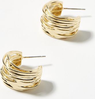 Simons Womens Interlaced half-Hoop Earrings