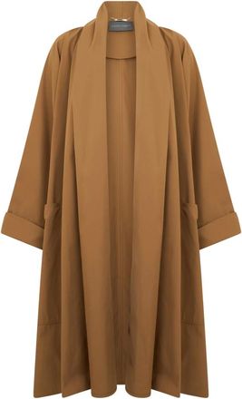 Alberta Ferretti Jassen, Dames, Beige, S, Katoen, Lange jas met zakken