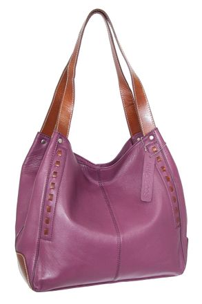 Nino Bossi Whipstitch Leather Satchel in Viola