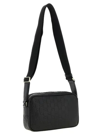Gucci Mens Black Calfskin Crossbody Bag