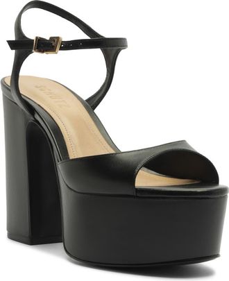 Schutz Lys Ankle Strap Platform Sandal in Black at Nordstrom, Size 10.5