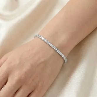 Pompeii3 Certified 12.25Ct Emerald Cut Diamond Tennis Bracelet White Gold Lab Grown Size: Medium