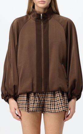 Twinset High-Neck Polyester Bomber Jacket with Balloon Sleeves