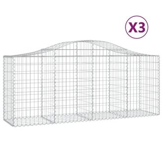 Berkfield Home Arched Gabion Baskets 3 pcs 200x50x80/100 cm Galvanised Iron in Silver