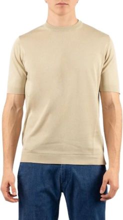 FILIPPO DE LAURENTIIS Katoenen Crepe T-shirt - Heren - T-shirts - Beige - L - Katoen - Tops