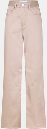 Ami Womens Ami Paris Flared High Rise Five Pocket Jeans in Light Beige