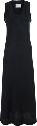 Ami Lange Jurk met Ronde Halslijn - Dames - Maxi kleedjes - Zwart - XS - Kleedjes