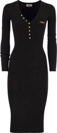 Elisabetta Franchi Rippen -Strickkleid mit Tasche