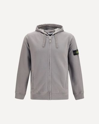 Stone Island Cotton Hoodie with zip and Compass logo Male M