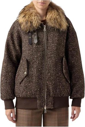 Ermanno Scervino Chaqueta Bomber de Tweed Boucl&eacute; - Jackets - Mujer - Marr&oacute;n - S