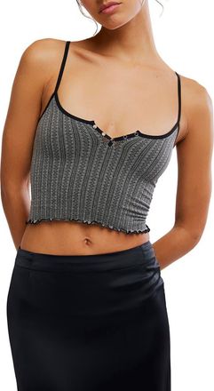 Free People Snap Into It Crop Pajama Henley Tank in Black at Nordstrom, Size Medium