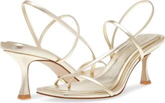 Steve Madden Locke Sandals Gold Metallic Square Toe Strappy HAWK064