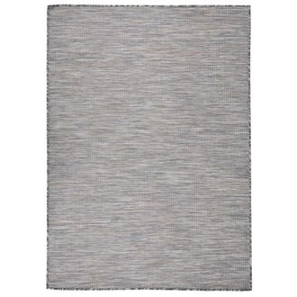 Berkfield Home Outdoor Flatweave Rug 200x280 cm Brown & Blue in Black | Size: 100 cm diameter