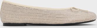 Charles & Keith Satin Crystal-Embellished Bow Ballet Flats