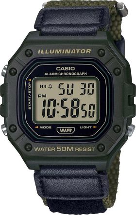 Casio Mens Water-Resistant Digital Watch with Black and Green Band - W-218HB-3AV
