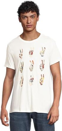 John Varvatos Peace Hand T-Shirts KG4261Z4 Mens Clothing White : 2XL, Cotton