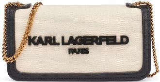 Karl Lagerfeld Kosette Canvas Shoulder in Natural/black at Nordstrom
