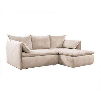 Vente-Unique Divano letto angolare in Velluto a coste Beige - Angolo a destra - TEODORA di PASCAL MORABITO