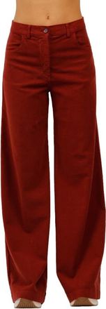 Aspesi Hoge taille stretch ribfluwelen broek - Dames - Wijde Broeken - Bruin - M - Broeken