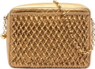 Chanel Pre-owned Vintage Lambskin Crossbody - Dames - Vintage Schoudertas - Geel - ONE Size - Leer - Vintage