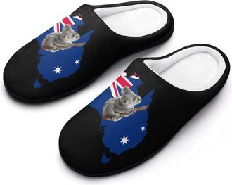 Generic Koala Australia Flag Map Mens House Slippers Memory Foam Washable Cotton Slip on Home Shoes