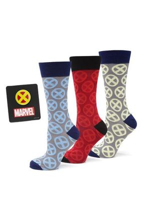 Cufflinks Inc. X-Men 3-Pack Assorted Crew Socks & Lapel Pin Set in Red Multi at Nordstrom