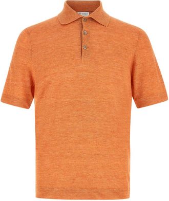 Brunello Cucinelli Orange Linen Cotton Polo