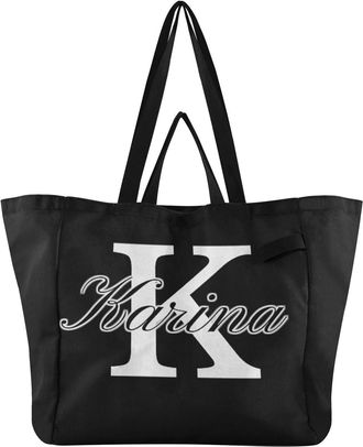 Generic Custom Black pattern Reusable Canvas Tote Bag, Heavy Duty Grocery Shopping Bag with Hard Bottom Large Capacity Double Handles Work Groceries Travel