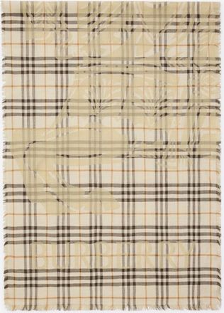 Burberry Wide EKD Check Wool Silk Scarf