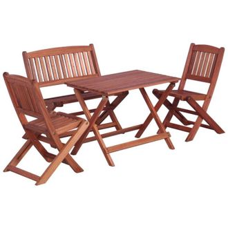 vidaXL Comedor De Jard&iacute;n Para Ni&ntilde;os 4 Pzas Madera Maciza De Eucalipto Vidaxl