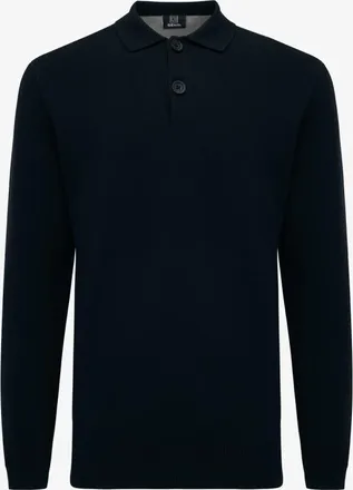 Genti Longsleeve Button Polo | Zwart