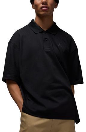 Nike Jordan Brooklyn Loose Fitting Cotton Blend Piqu&eacute; Polo in Black/Iron Grey at Nordstrom, Size Xx-Large