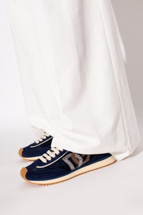 Dolce & Gabbana Sports Shoes With Shimmering Appliqués, Womens, Navy Blue