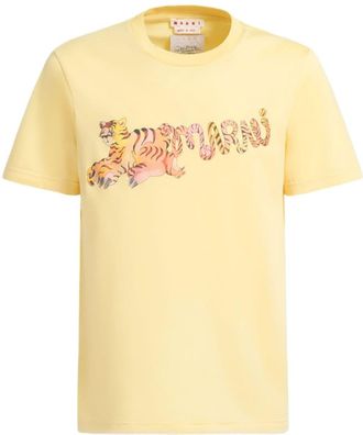Marni logo-print cotton T-shirt - men - Cotton - 54 - Yellow