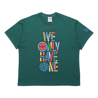 adidas originals Artist Tee Ss Earth Printing Sports Round Neck Short Sleeve Forest Green HA2248