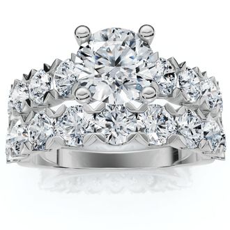 Pompeii3 3 1/2 Ct Diamond Engagement Wedding Ring Set White Gold Enhanced